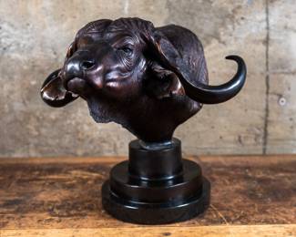 "Black Soul" A Limited Edition bronze sculpture of an African Cape Buffalo made by artist Ryan Wilhite in 1998. Signed and numbered on the sculpture 7/35.
