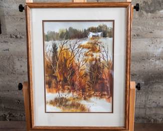Original framed watercolor under glass by Oregon listed artist, Jean Schwalbe.
