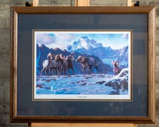 "No Talkin it Over" a limited edition print by Tom Mansanaraz of the U.S.A. Number 770/850. Mansanarez (1963-) is well known for his wildlife portraits, horses, and landscape paintings.
