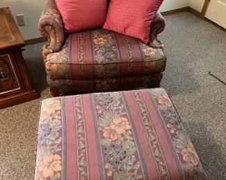 Tapestry Chair And Ottoman