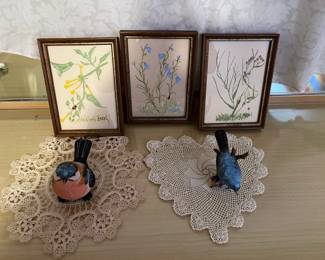 Floral Pictures and Bird Figurines
