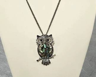 Abalone Shell Owl Necklace 