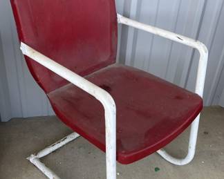 MCM Metal Patio Chair in Red, 3/3