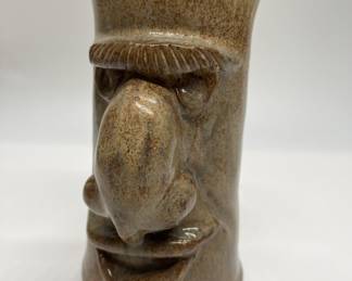 Signed Folk Art Tree Face Pitcher