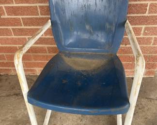 MCM Metal Patio Chair in Blue, 1/3