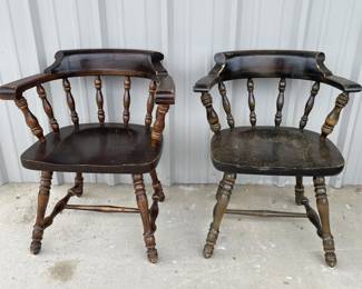 Two Vintage Wooden Windsor Dining Chairs