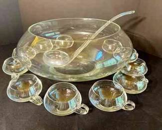 MCM Handblown Crystal Punch Bowl