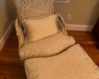 Cream Easy Chair with Ottoman 