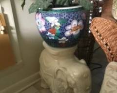 vase and elephant plant stand
