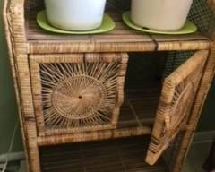 Wicker storage cabinet
