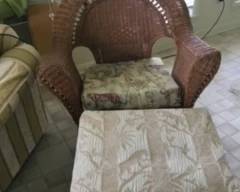 wicker chair and footstool