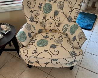White and blue floral chairs