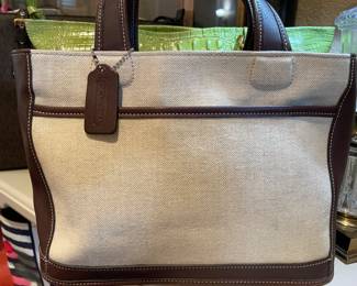 Coach Leather Trimmed Canvas Satchel