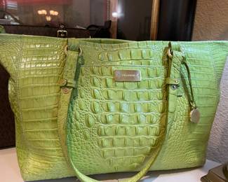 Brahmin Asher lime green Zest Melbourne croc tote