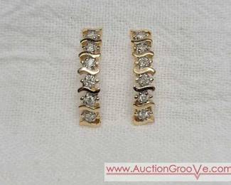 11 14K Gold and Diamond Hanging Stud Earrings