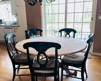 Kitchen table w 5 chairs.   Top needs refinished or just spray painted.  $450