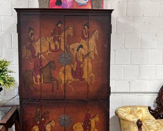 TV/Media cabinet, armoire, wardrobe, cabinet with chinoiserie pattern