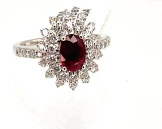 Platinum Ruby & Diamond Ring with Appraisal