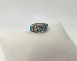 Silver, Opal & Turquoise Ring
