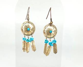Silver and Turquoise Dreamcatcher Earrings
