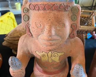 Reproduction Of Aztec Terracotta Statue - Made in Mexico