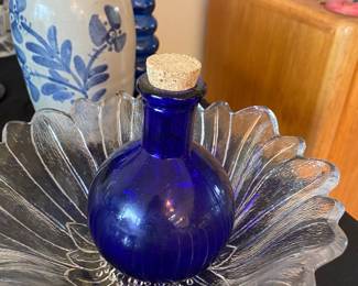 Cobalt Blue Bottle with Cork Stopper