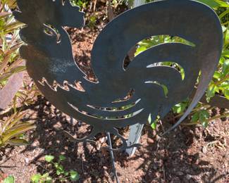 Metal Rooster Yard Art