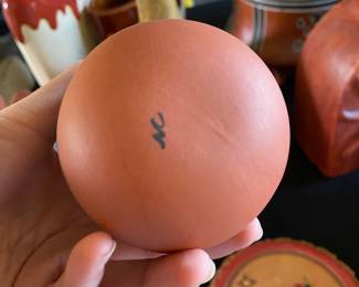  Pueblo Pottery Lidded Bottle Marked NC