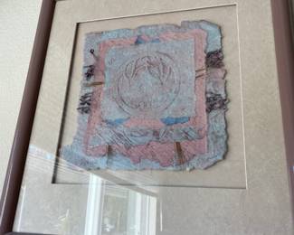 Framed Paper Art "Japanese Cast" Signed Olsen