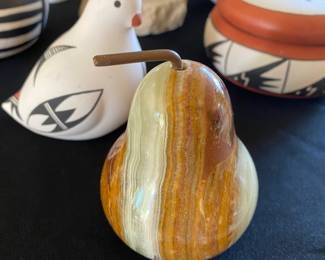 Carved Onyx Pear Paperweight