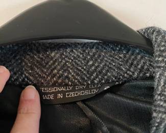 Herringbone Black/White Tween Overcoat - Made in Czechoslovakia