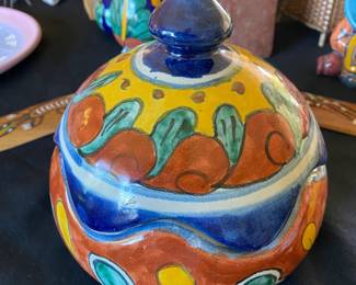 Talavera Lidded Bowl with Scalloped Edges - Made in Mexico