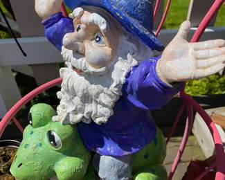 Gnome Riding a Frog Outdoor Statue