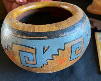 Mayan Aztec Mexican Pottery Planter 