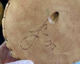 New Mexico Pottery Stoneware Tile with Chile Peper Design - Marked JC