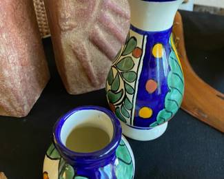 Pair of Mexican Talavera Pottery Vases
