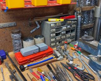 Assortment of Handtools - Screwdrivers, Scissors, Pry Bars