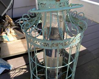 Turquoise Lantern Style Bird Feeder