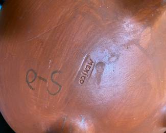 Mexican Pottery Bowl - Redware with Green Interior 