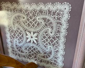 Framed Lace Crocheted Doily