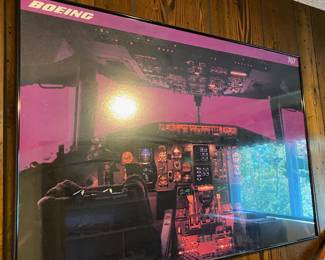 Framed Boeing 767 Flight Deck Poster
