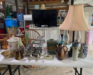 oil lamps, pottery , glassware