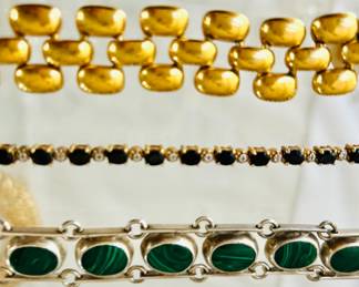Vermeil and sapphire tennis bracelet
and a sterling and turquoise Taxco bracelet