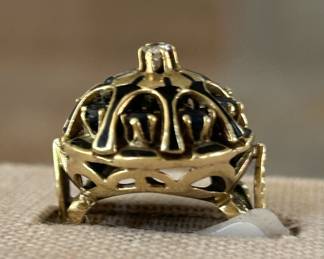 Blue sapphire and diamond ring , 14k