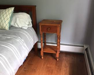 hard rock maple nightstand and queen bed
