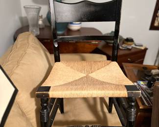Black side chair with cane seat