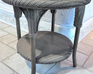 Brown rattan/glass topped side table
