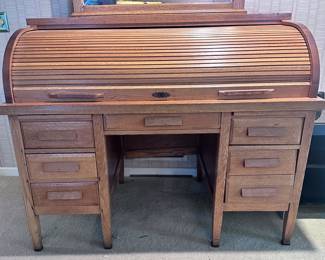 Oak roll top desk