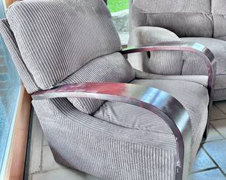 Tan corduroy/wood chair in great shape. Has matching sofa. Non-smoking home. 