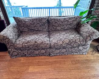 Heavy fabric. Brown tones floral sofa. Non-smoking home